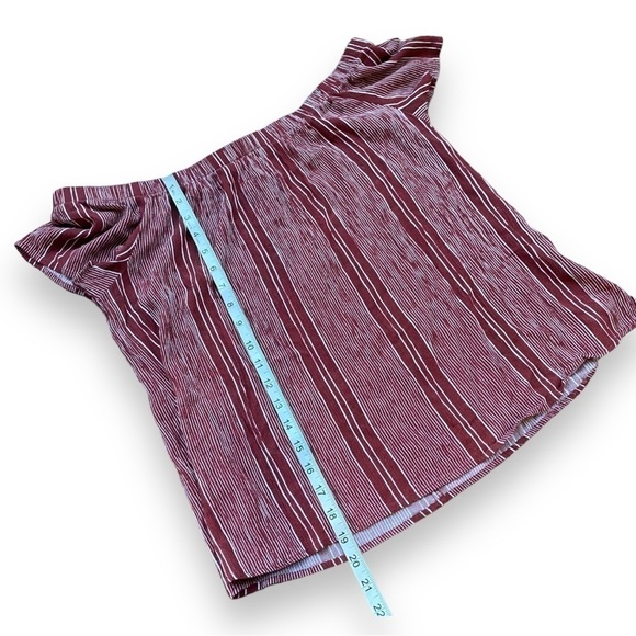 Bobeau Red With White Stripe Off Shoulder Short Sleeve Top Size Large - Picture 7 of 9